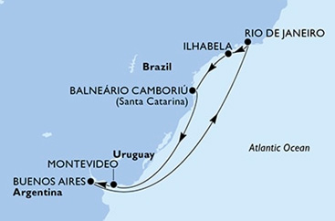 Mapa msc splendida febrero